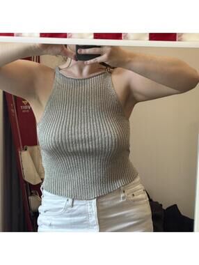 Gimaguas Women's Grey and Khaki Vests-tanks-cami